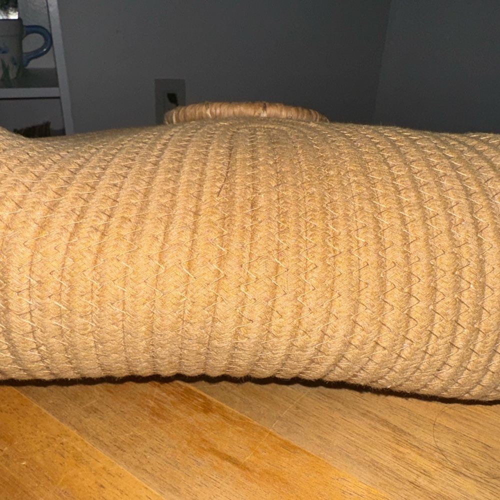 Woven Circle-Handle Tote in Beige - Picture 3 of 3